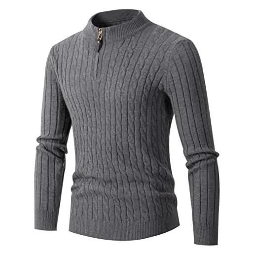 Lifup maglione a collo alto da uomo dolcevita manica lunga caldo collo alto maglia in costine grigio xx-large