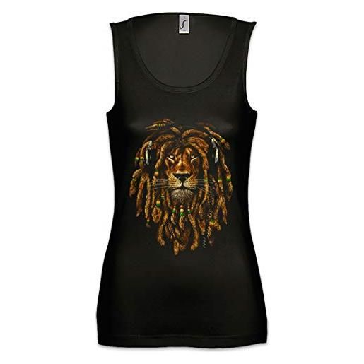 Urban Backwoods rastafari lion iv donna canotta women tank top gym shirt nero taglia l