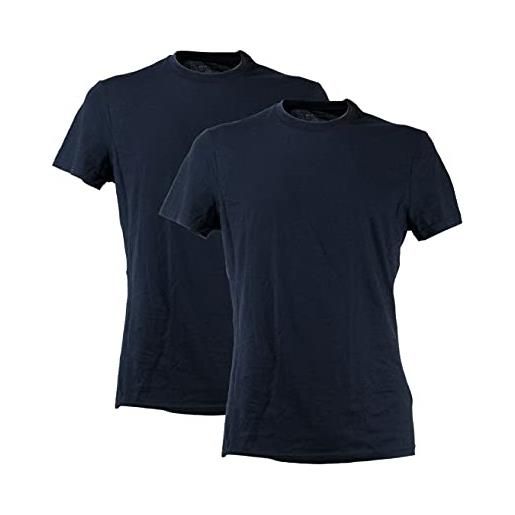 PEROFIL uomo 2p pima t-shirt rugby girocollo conf. Da 2 pezzi in puro cotone (l, 023 blu) it5