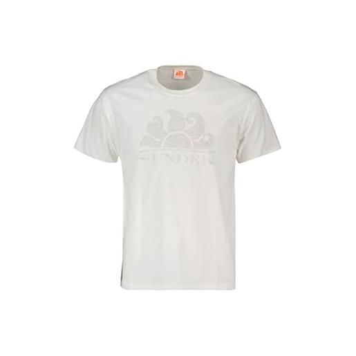 SUNDEK t-shirt uomo m021tej780t bianca logo stemma cotone manica corta pe23 m