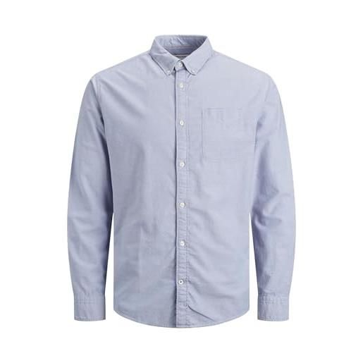JACK & JONES jack&jones jjeoxford shirt l/s s21 noos camicia, cashmere blue/fit: slim fit, xs uomini