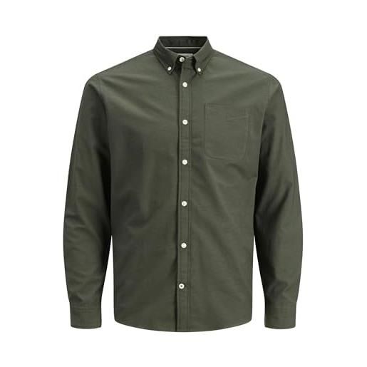 JACK & JONES jjeoxford shirt l/s s21 noos camicia, forest night/fit: slim fit, xl uomo