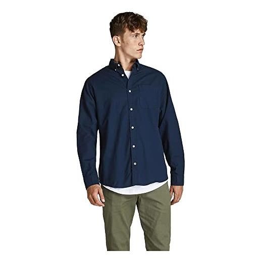 Jack & jones jjeoxford shirt l/s s21 noos camicia, navy blazer/fit: slim fit, l uomo