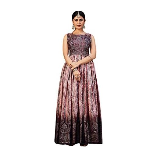 Shri Balaji Silk & Cotton Saree Emporium abito lungo anarkali da donna cucito da ragazza usura partito wear 8757, grigio 5. , medium