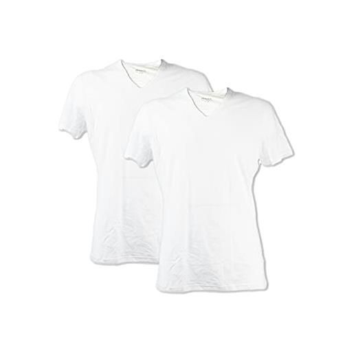 PEROFIL uomo 2p pima t-shirt v conf. Da 2 pezzi in puro cotone (l, 020 bianco) it5