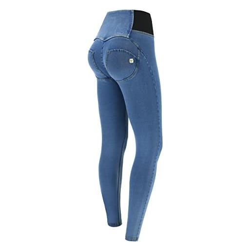 Leggings modellanti push up effetto jeans blu scuro con banda alta e  lavorazioni a cuore sul retro