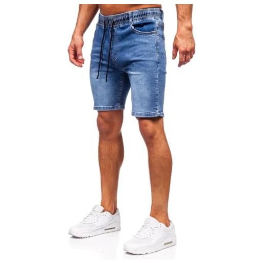 BOLF uomo pantaloni corti jeans denim strappati bermuda shorts cargo estivi regular fit casual style hy818a nero m [7g7]