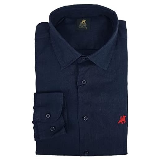 U.S. Grand Polo Equipment & Apparel camicia uomo in 100% puro lino manica lunga tinta unita bianca blu m l xl xxl 3x (m - beige collo francese)