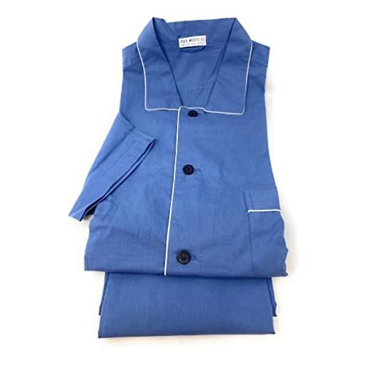 BIP BIP elegante pigiama per uomo taglio classico abbottonato davanti in puro cotone makò art. E600 (blu lago, 4xl)