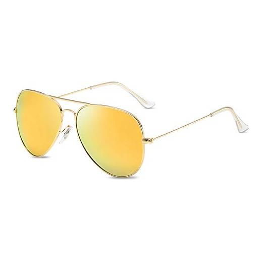 LumiSyne retrò occhiali da sole per uomo donna stile pilota occhiali polarizzati protezione uv 400 lente specchiati montatura in metallo per guida viaggio