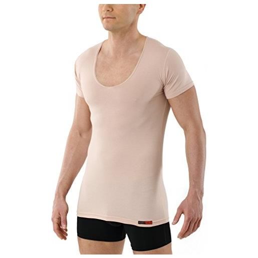 ALBERT KREUZ maglietta intima invisibile color carne/beige - scollo profondo a v - maniche corte - cotone elasticizzato hamburg taglia 06/l