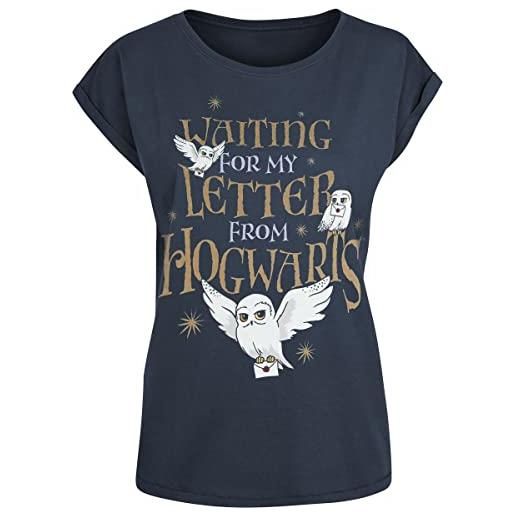 Harry Potter hogwarts letter donna t-shirt blu scuro l 100% cotone largo