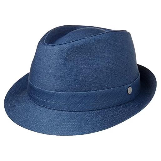 LIERYS cappello payato denim trilby donna/uomo - made in italy cotone da sole di tessuto con fodera estate/inverno - xl (60-61 cm) denim