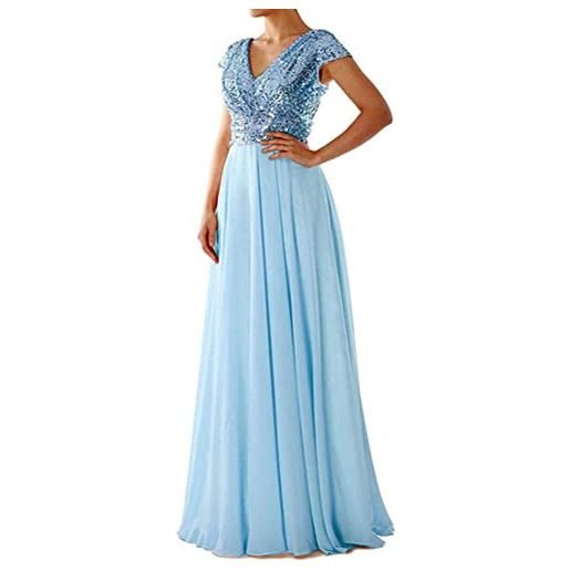 Onsoyours vestiti da cerimonia donna elegante scollo a v senza maniche maxi abito elegante tulle pizzo abiti da damigella vestito lungo da sera festa cocktail n beige 50