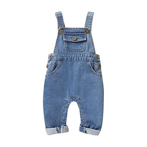 Verve Jelly bambini toddler neonata vestiti denim pagliaccetto manica lunga tuta salopette corta abiti di un pezzo blu 100 18-24 mesi