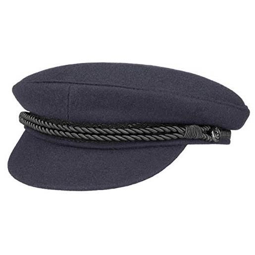 HAMMABURG berretto veleggiatore d'elba uomo - made in the eu da marinaio piatto con visiera, fodera, fodera estate/inverno - 54 cm blu