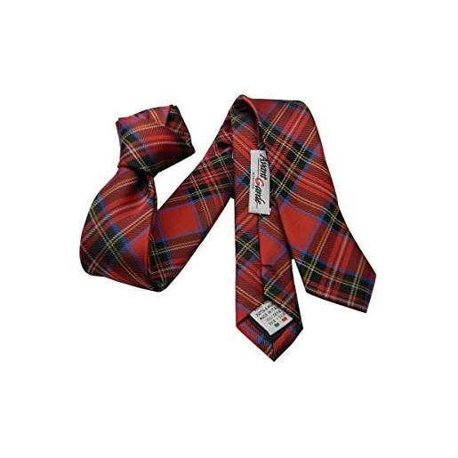 Avantgarde cravatta a quadri stretta cravattino tartan skinny tie rossa