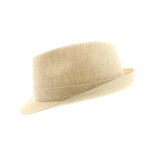 Votrechapeau lucca - cappello trilby con tesa stretta, in lino beige lin clair
