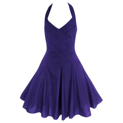 look for the stars abito vintage anni '40/'50 rockabilly/swing/pin up cotone halter neck sera partito vestito taglie 6-18 cadbury viola. 34