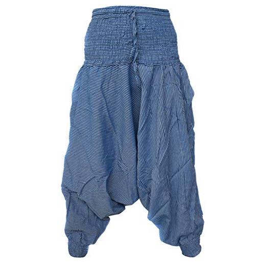Gheri - pantaloni da donna in cotone a righe aladdin blu taglia unica