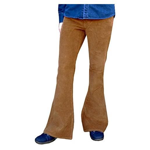 Fuzzdandy flares bell bottoms pantaloni velluto a coste hippy mod indie jeans retro vintage pantaloni marrone marrone (32 vita x 32 gamba (32 reg)), tabacco. , w32 / l32