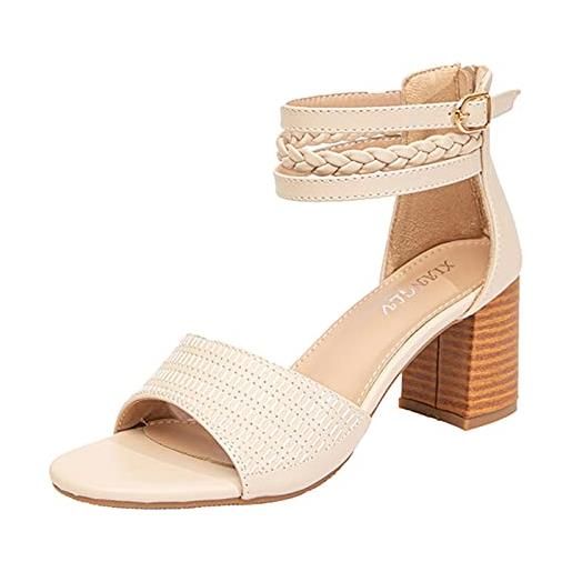 Generic sandali da donna estate nuovo modello moda tinta unita versatile casual tacco spesso tacco comode scarpe con cinturino con fibbia antiscivolo scarpe estivo