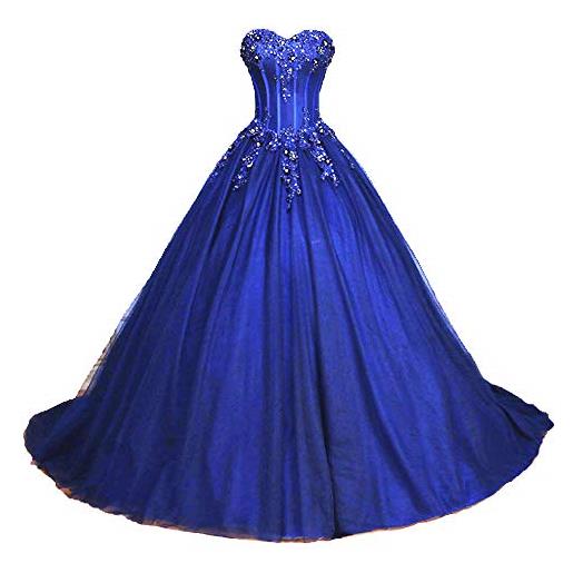Zorayi - abito da sera con spalline in tulle e pizzo da principessa per balli da sera e matrimoni, colore: rosso, 44