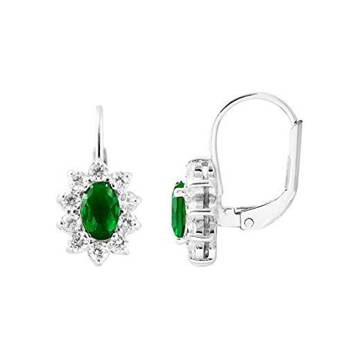 Essens - orecchini princess diana - smeraldo sintetico - sistema a monachella - argento 925 - gioiello da donna