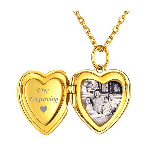 ChicSilver collana con foto personalizzata argento 925 ciondolo cuore portafoto collana portafoto cuore oro collane oro donna