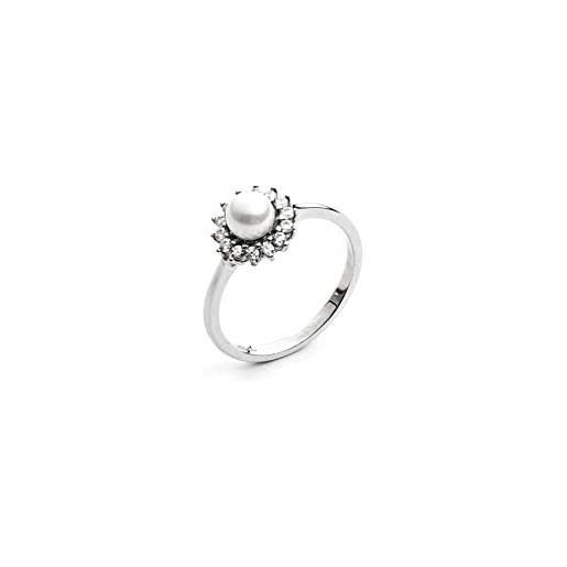 4US Cesare Paciotti anello da donna collezione sun flower. Gioiello realizzato in argento con perle e zirconi di colore argento. Misura: 14. La referenza è 4uan3663w-14