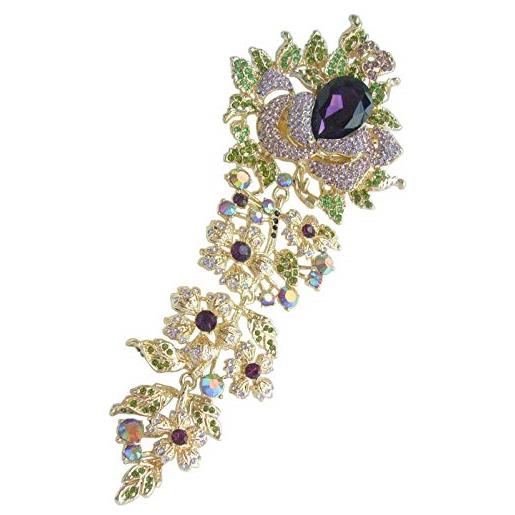 Flower Brooch-Sindary Jewelry sindary 19 cm fiore spilla ciondolo cristallo austriaco ukb4705 e lega, colore: gold-tone purple, cod. Ukb4705