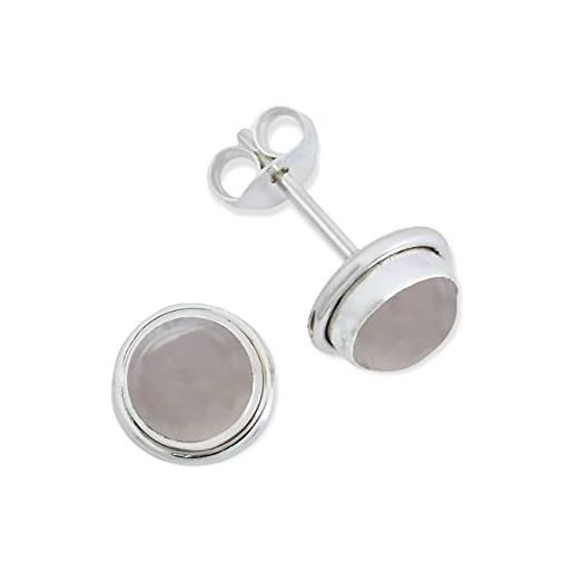 mantraroma orecchini a perno argento 925 con pietre preziose quarzo rosa pietra orecchini in argento sterling da donna in vero argento (mos-048-07)