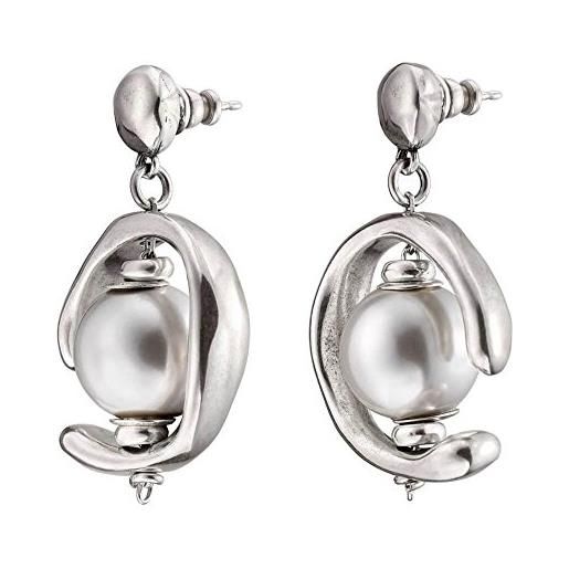 Uno de 50 pen0444bplmtl0u - orecchini da donna placcati in argento con perla bianca