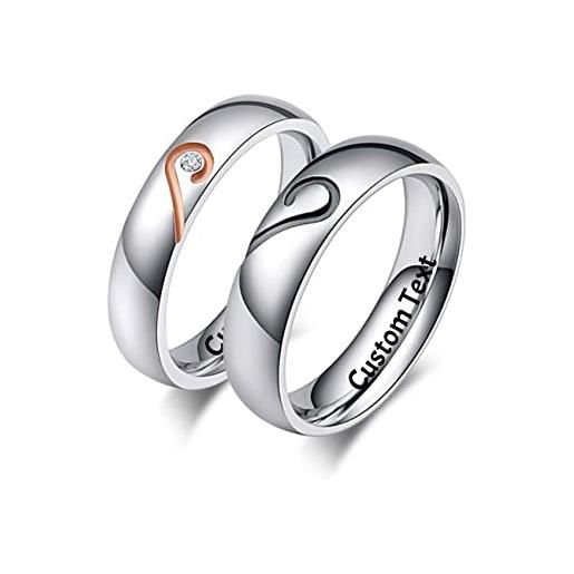 Docowa anello per lui e per lei anelli a forma di cuore per coppie anelli di coppia personalizzati incisi con nome personalizzato set amore donne promessa uomo uomini donne (argento-4)