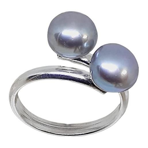 Generico coralli di sardegna anello perle grigie 7mm argento regolabile