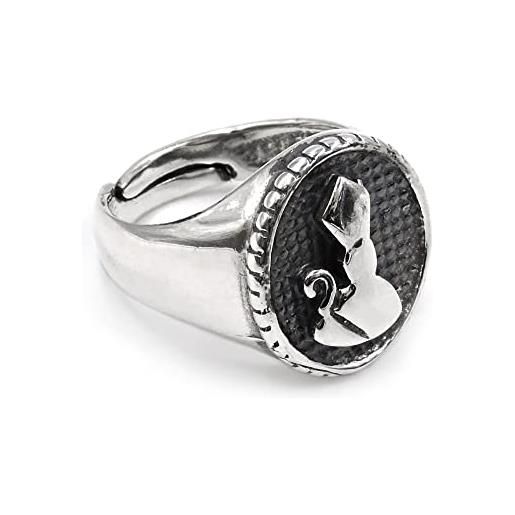 I Gemelli anello san gennaro chevalier ovale in argento 925 brunito argento