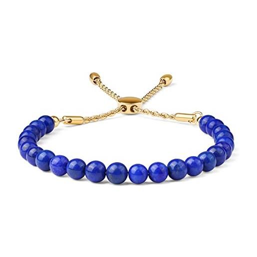 LuxSep bracciale da donna slider regolabile con perle di lapislazzuli