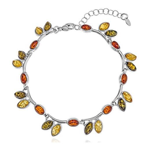 Copal donne ambra braccialetto argento 925 natura colorato multicolore lunghezza flessibile packaging sostenibile regalo per le donne