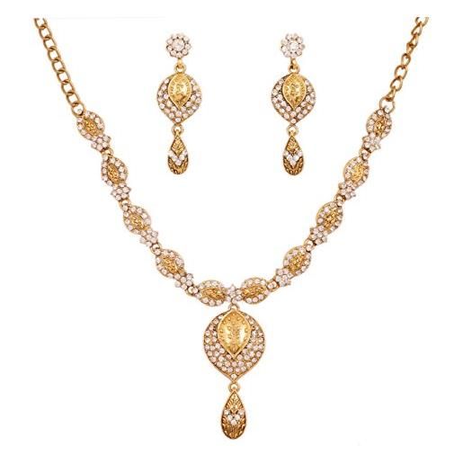 Touchstone set di collana di gioielli indiani raffinati artigianali di bollywood indiano per donna oro