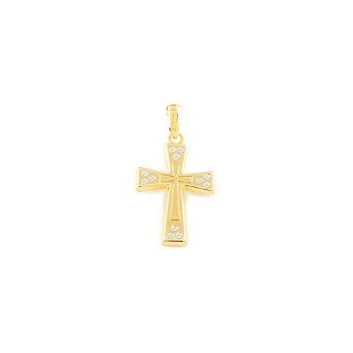 Monde Petit croce rettangolare con zirconi per bambini - oro giallo 9k (375) - scatola regalo - certificato di garanzia