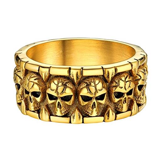 PROSTEEL anelli uomo acciaio in acciaio inossiabile oro teschio punk gotico anelli uomo color oro giallo anelli uomo misura 24 con confezione regalo