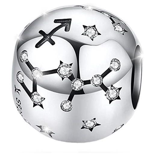 Maria Fonte bead charm segno zodiacale sagittario in argento sterling 925, compatibile con le più diffuse marche di braccialetti e collane. 
