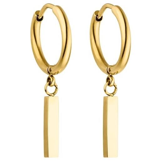 Orecchini A Cerchio PURELEI® Oro In Acciaio Inox, Impermeabili, Da Donna, Diametro 13,9 Mm