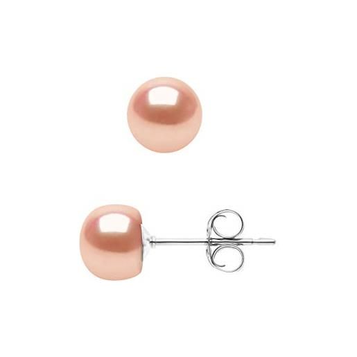 PEARLS & COLORS NATURAL FINE PEARLS pearls & colors - orecchini vere perle di coltura di acqua dolce - qualità aaa+ - colore rosa naturale - argento 925 - gioiello da donna