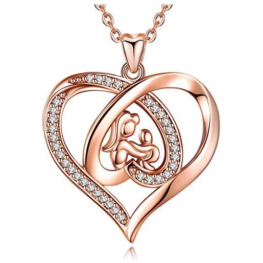 Collana Abbraccio URONE In Argento 925 – Ciondolo A Forma Di Luna Per Coppia – Catena Regolabile 18+2 Pollici