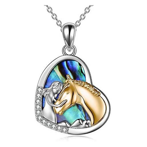 Huan Collana creativa per amicizia ragazza e cavallo per donne Collane con ciondolo amore animale umano Regalo di anniversario Gioielli alla moda  36