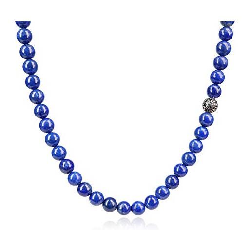 COAI collana con perle in lapislazzuli e perla amuleto shou in acciaio inox 65cm