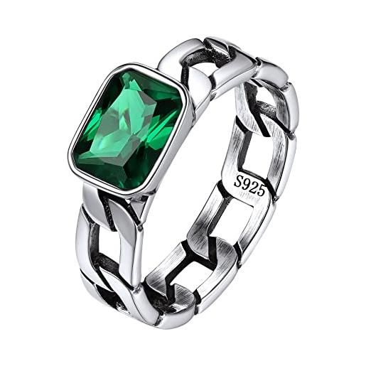 Bestyle anelli uomo argento 925 anelli con perla verde anello donna verde smeraldo misura 27