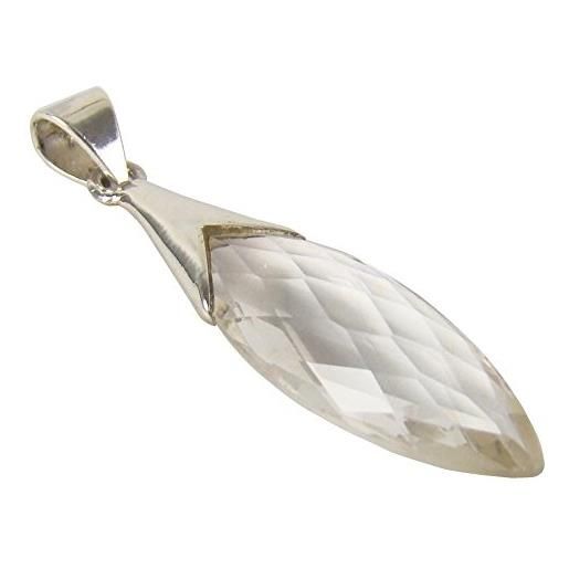 Unique Gems unique ciondolo per la collane naturele cristallo di rocca 8.6 ct in argento 925 stile liberty forma di goccia qualità come gioielliere