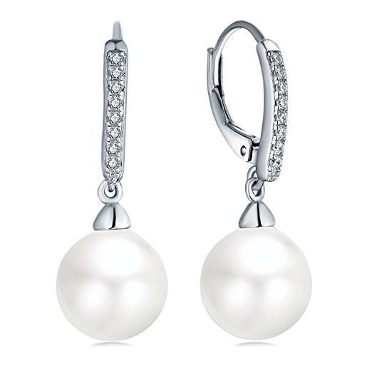 JO WISDOM orecchini perle argento 925 donna con 10mm perle aaa zirconia cubica